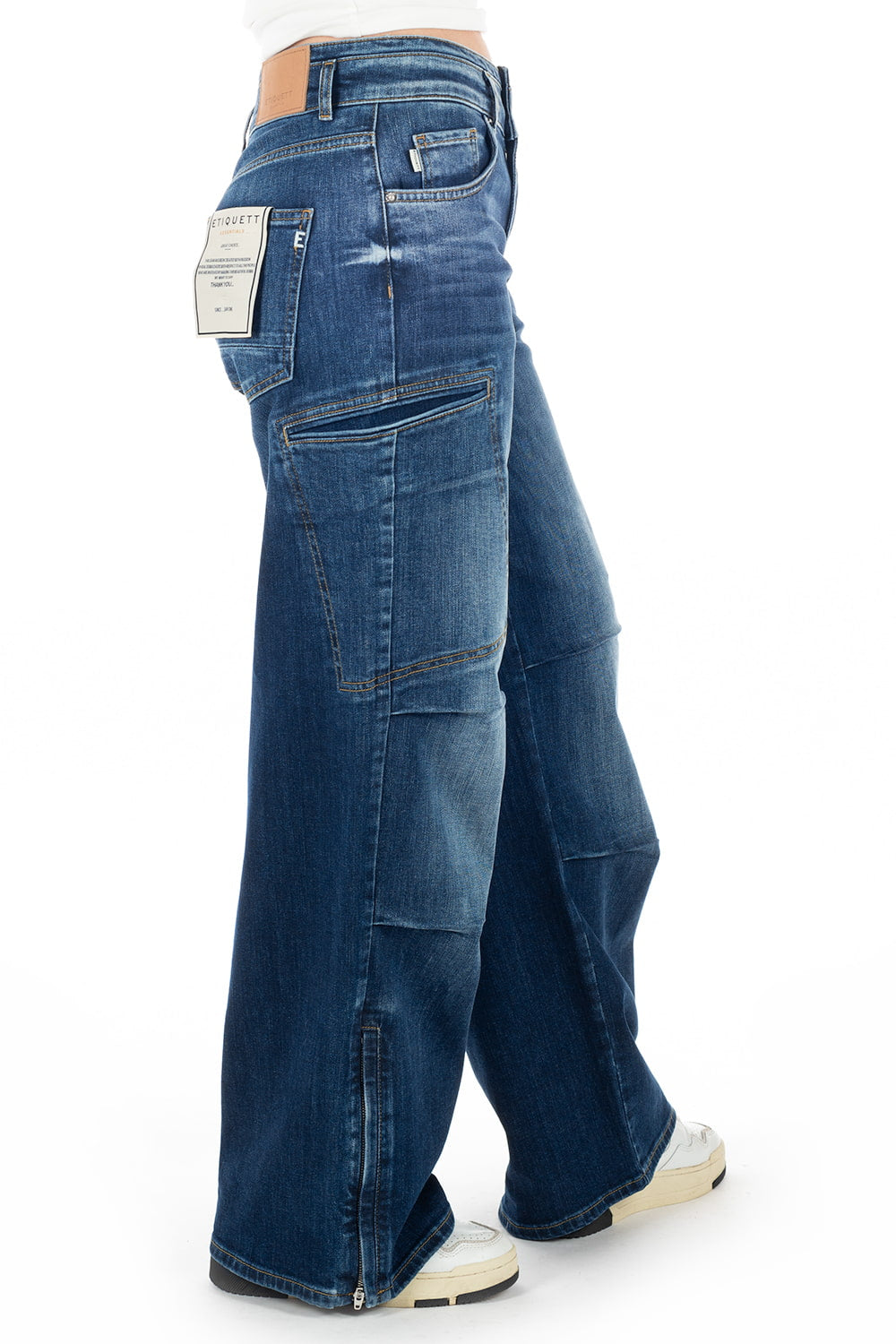 Carson Blooming Wide Leg Fit Blue Jeans Denim