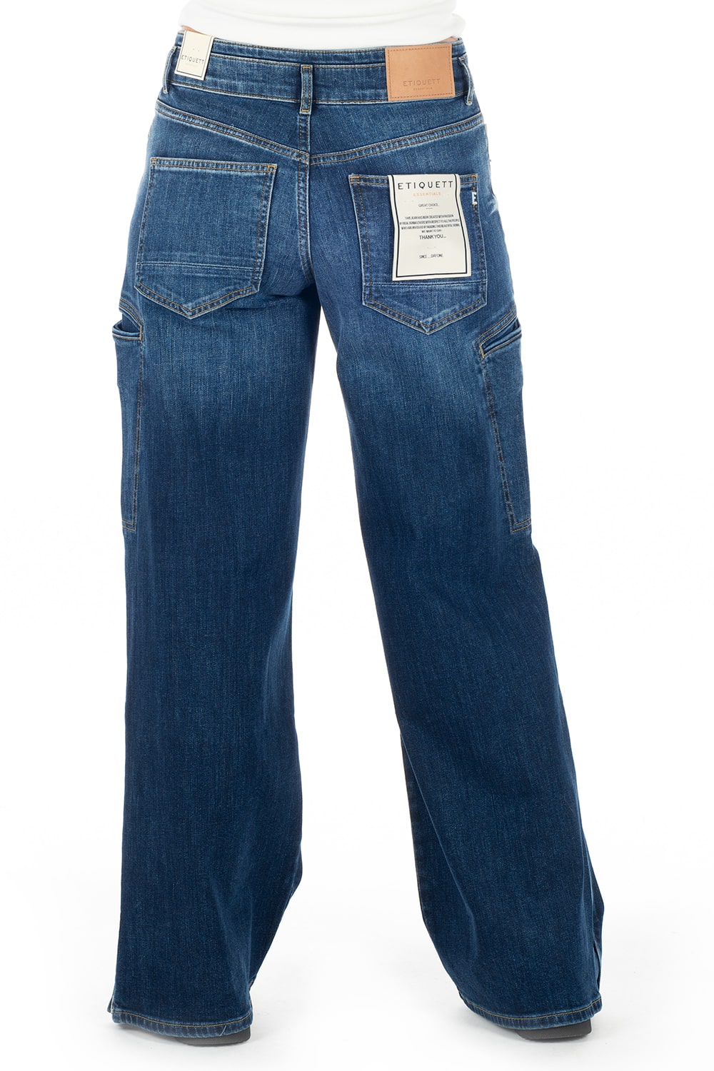 Carson Blooming Wide Leg Fit Blue Jeans Denim