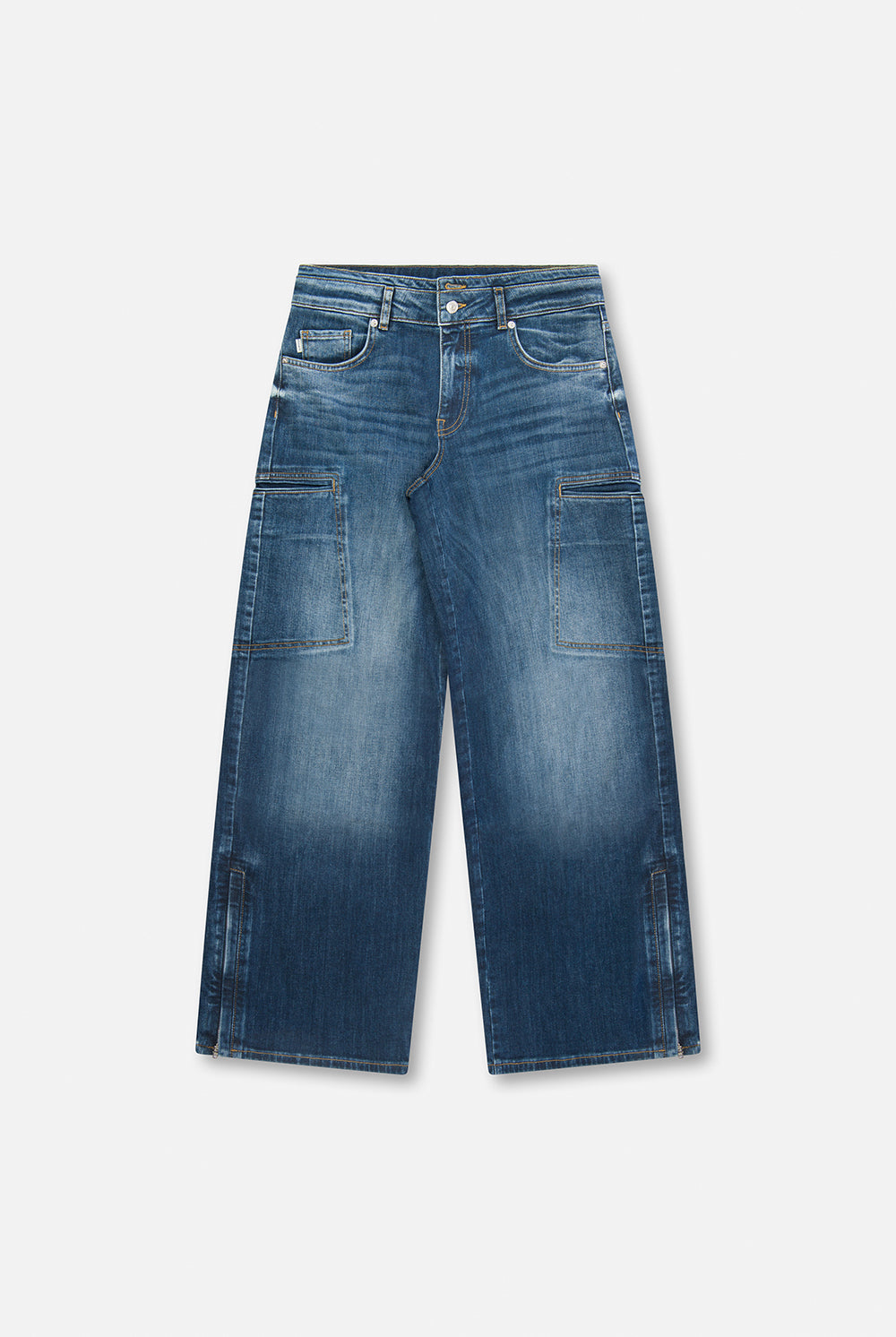 Carson Blooming Wide Leg Fit Blue Jeans Denim