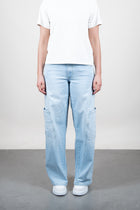 Lola Delicous Wideleg Wide Leg Fit Jeans Light Blue Denim Light Spring Summer. Model wears a Lola in the wash Delicious. It's a wide leg fit. Middle waist height. Premium denim. Comfortable denim. Comfortable jeans. All day wear.
