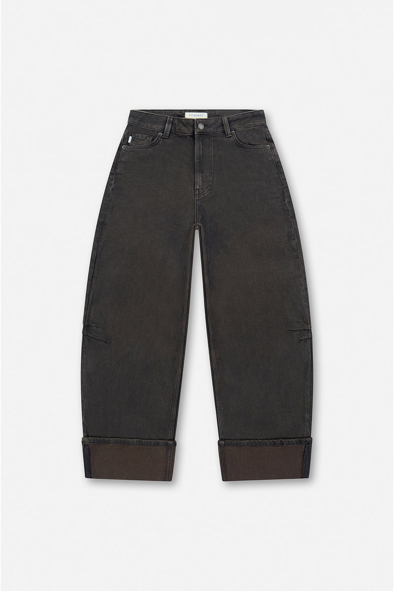 Anesta Brown Balloon Fit Barrel Fit Jeans