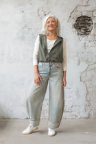 Anesta in Blue Tinted Balloon Fit Premium Denim Comfortable Jeans Sustainable [model 1]