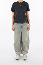 Anesta in Blue Tinted Balloon Fit Premium Denim Comfortable Jeans Sustainable [model 2]