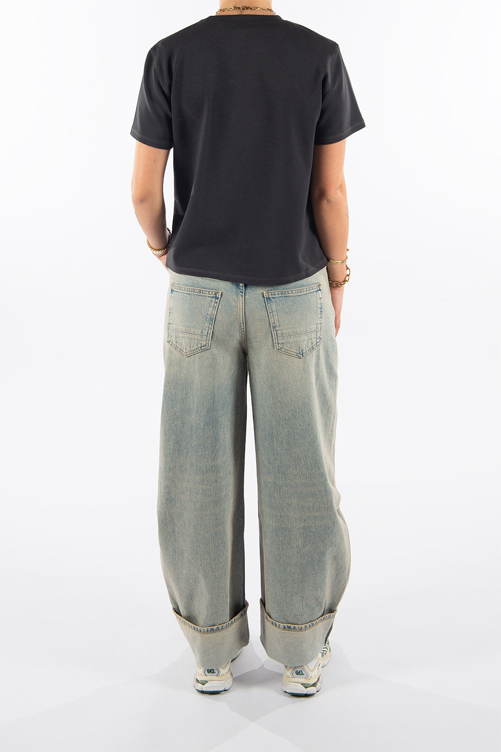 Anesta in Blue Tinted Balloon Fit Premium Denim Comfortable Jeans Sustainable [model 2]