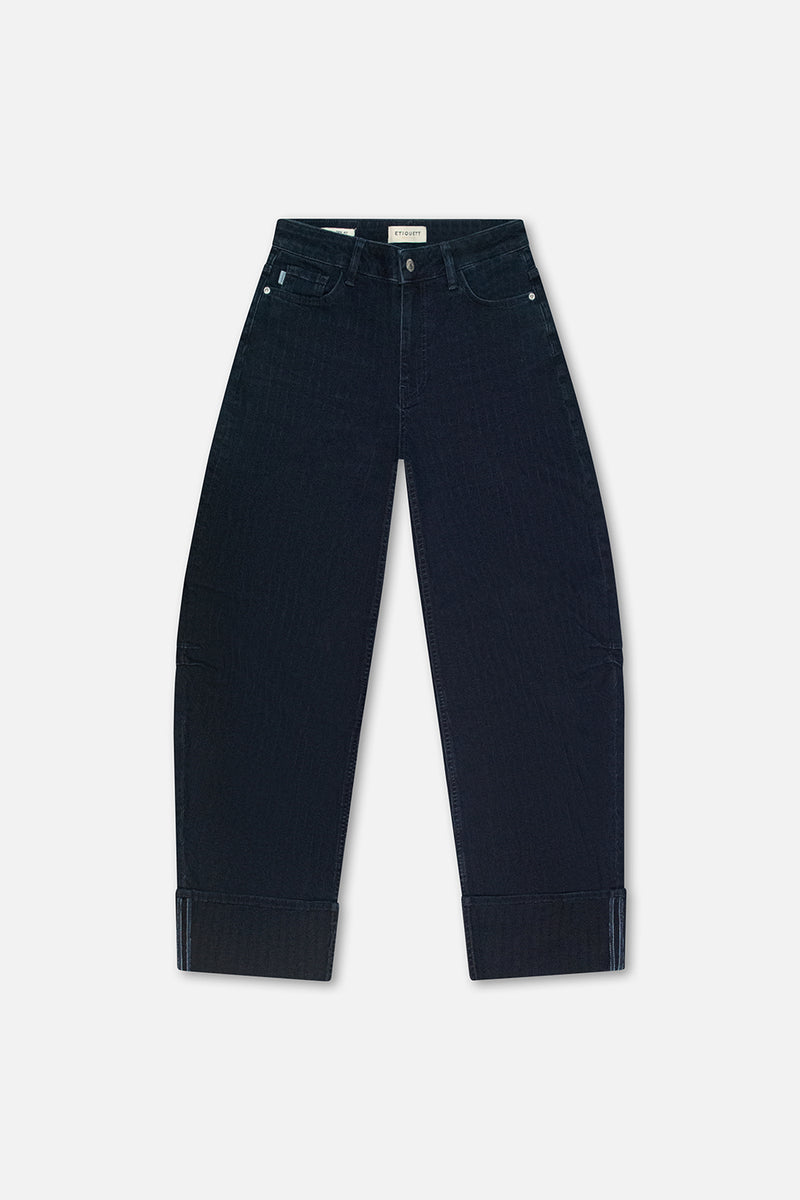 Anesta Grey Stripe Balloon Fit Jeans Comfortable Premium