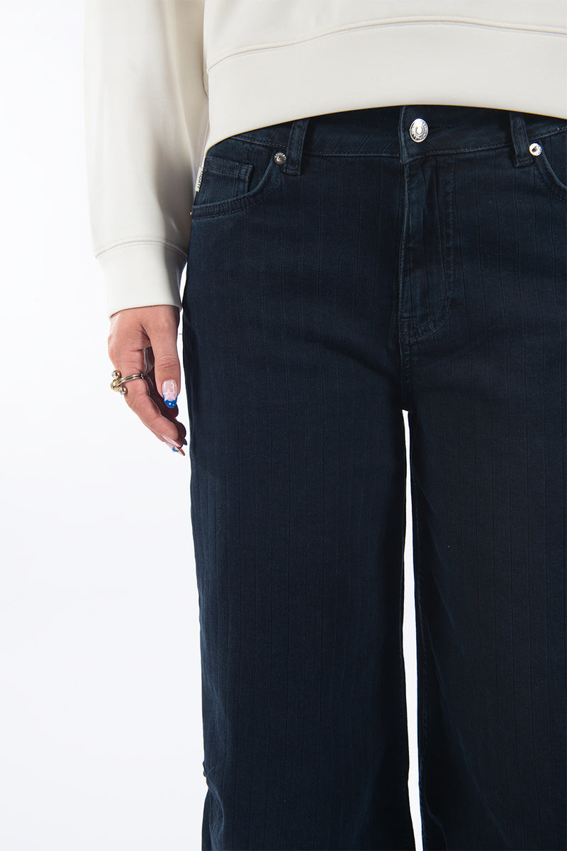 Anesta in Grey Stripe Balloon Fit Premium Denim Comfortable Jeans Durable Sustainable