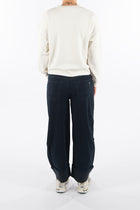 Anesta in Grey Stripe Balloon Fit Premium Denim Comfortable Jeans Sustainable [model 2]