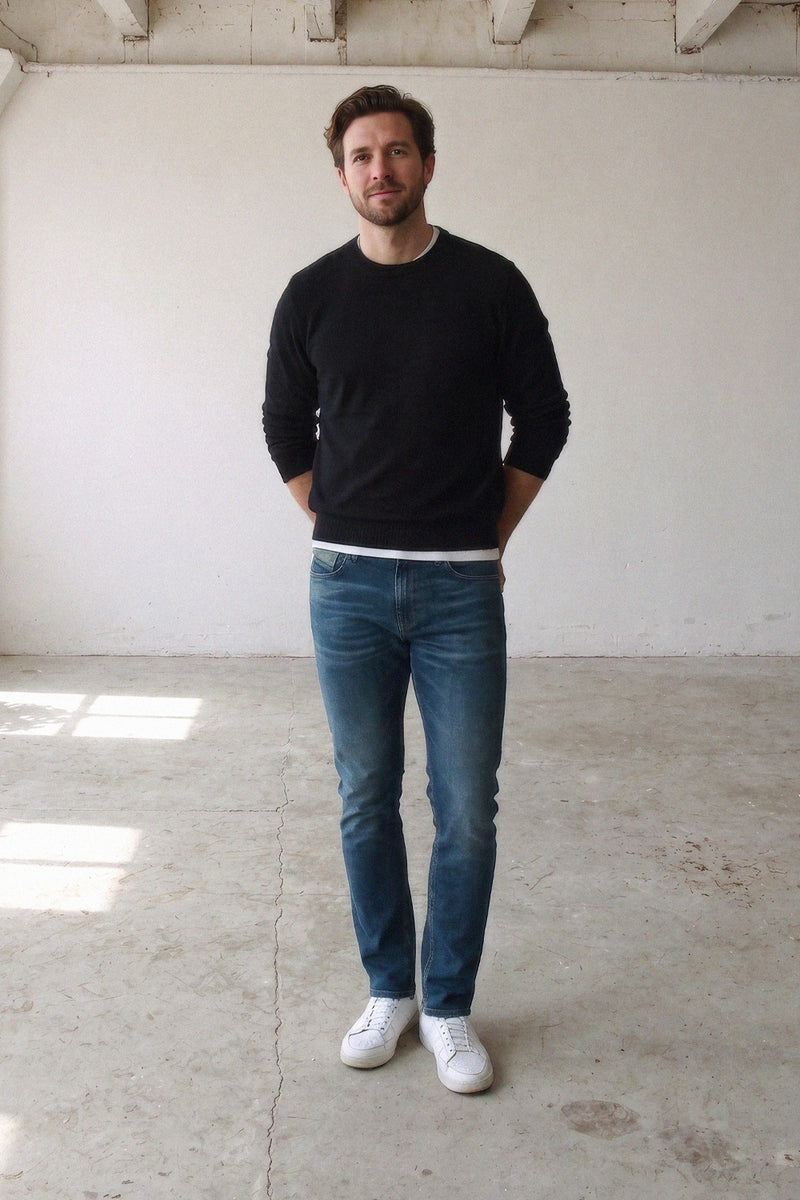 Brian in Swiss Blue Slim Fit Jeans Premium Denim Men 
