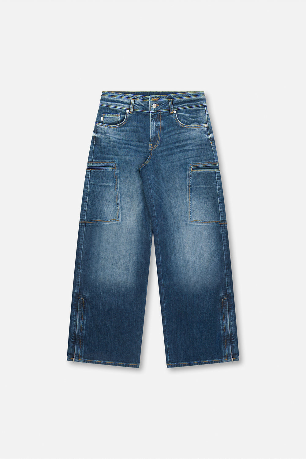 Carson Blooming Wide Leg Fit Blue Jeans Denim