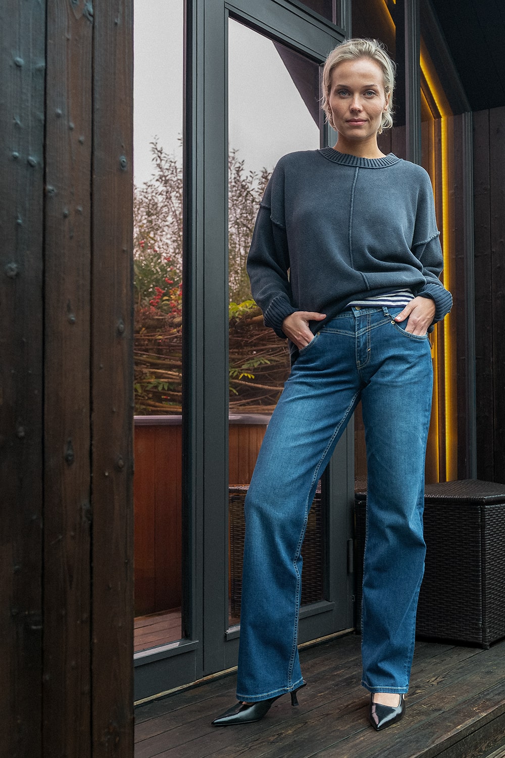 Hannah Wide Leg Fit Veneto Blue Denim Jeans
