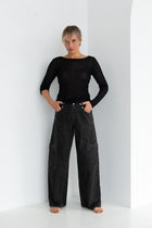 Lola Dark Leopard Wide Leg Fit Cargopant Cargodenim Denim Leopard Print 