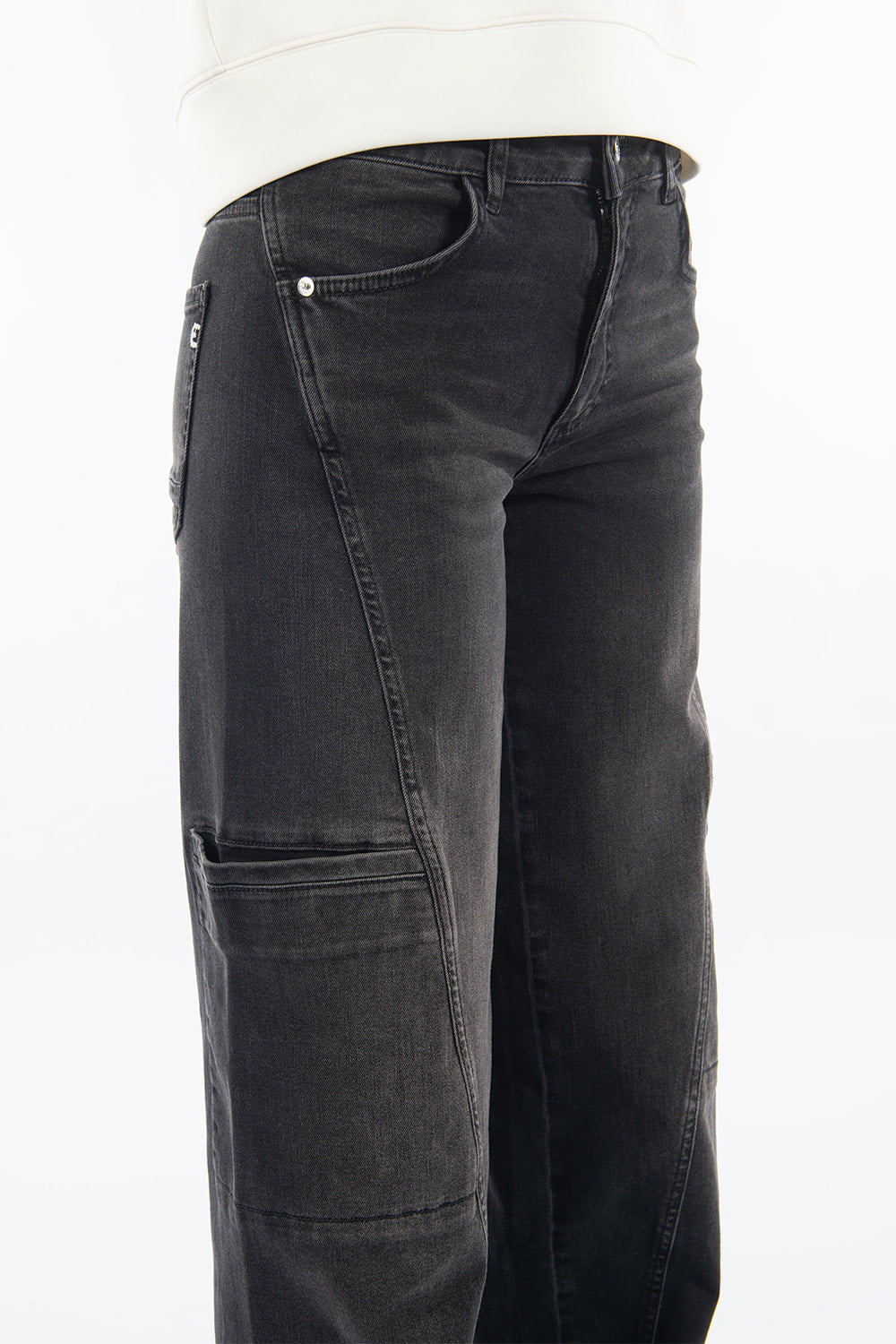 Lola in Washed Black Wide Leg Fit Premium Denim Comfortable Jeans Sustainable Durable Stretch with Recovery