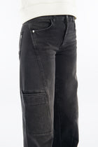 Lola in Washed Black Wide Leg Fit Premium Denim Comfortable Jeans Sustainable Durable Stretch with Recovery