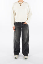 Lolita in Black Dust Wide Leg Fit Premium Denim Comfortable Jeans Sustainable [model 2]