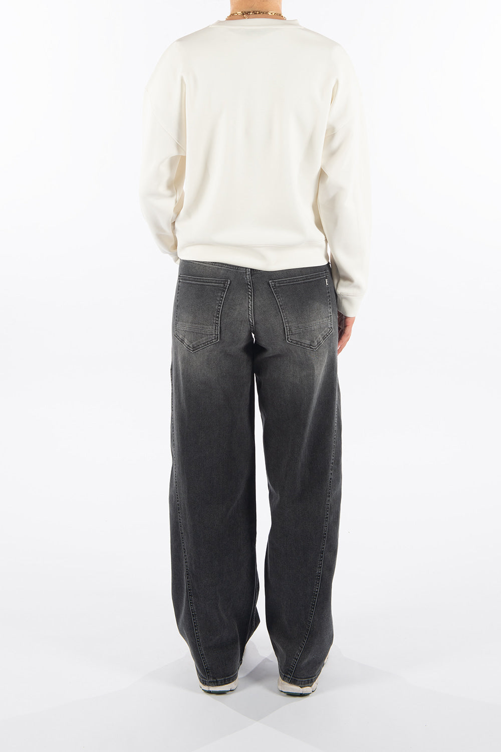Lolita in Black Dust Wide Leg Fit Premium Denim Comfortable Jeans Sustainable [model 2]