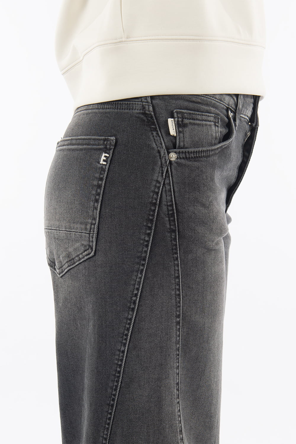 Lolita in Black Dust Wide Leg Fit Premium Denim Comfortable Jeans Sustainable [model 2]