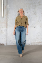 Shapey in Sincerely Barrel Fit Premium Denim Comfortable Jeans Sustainable Durable Stretch with Recovery [model 1]