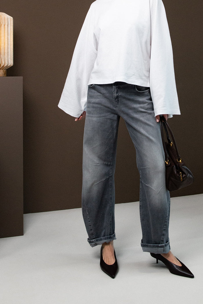 Smarty Bubble Grey Barrel Fit Gray Denim Jeans Summer Spring 